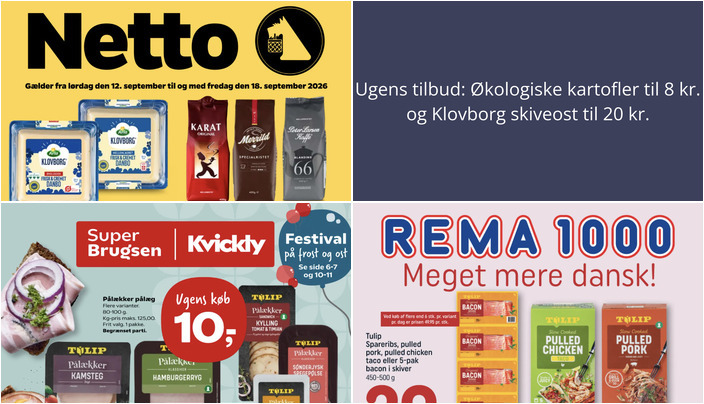 Ugens tilbud: Økologiske kartofler til 8 kr. og Klovborg skiveost til 20 kr.