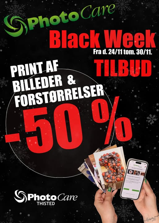 PhotoCare Thisted tilbyder op til 50 % rabat på print og forstørrelser under Black Week