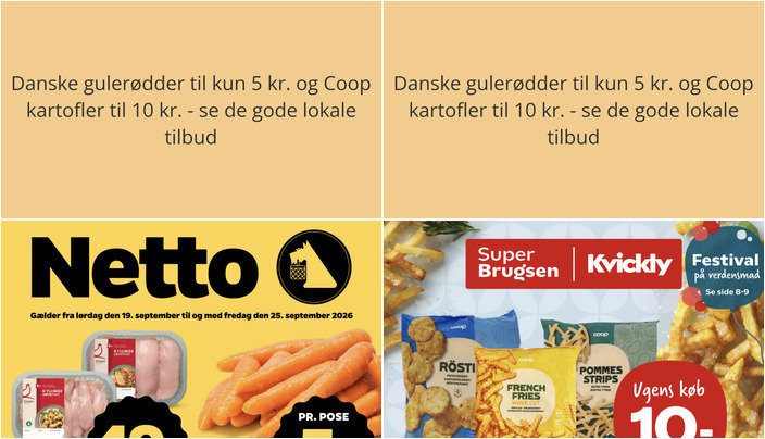 Danske gulerødder til kun 5 kr. og Coop kartofler til 10 kr. - se de gode lokale tilbud