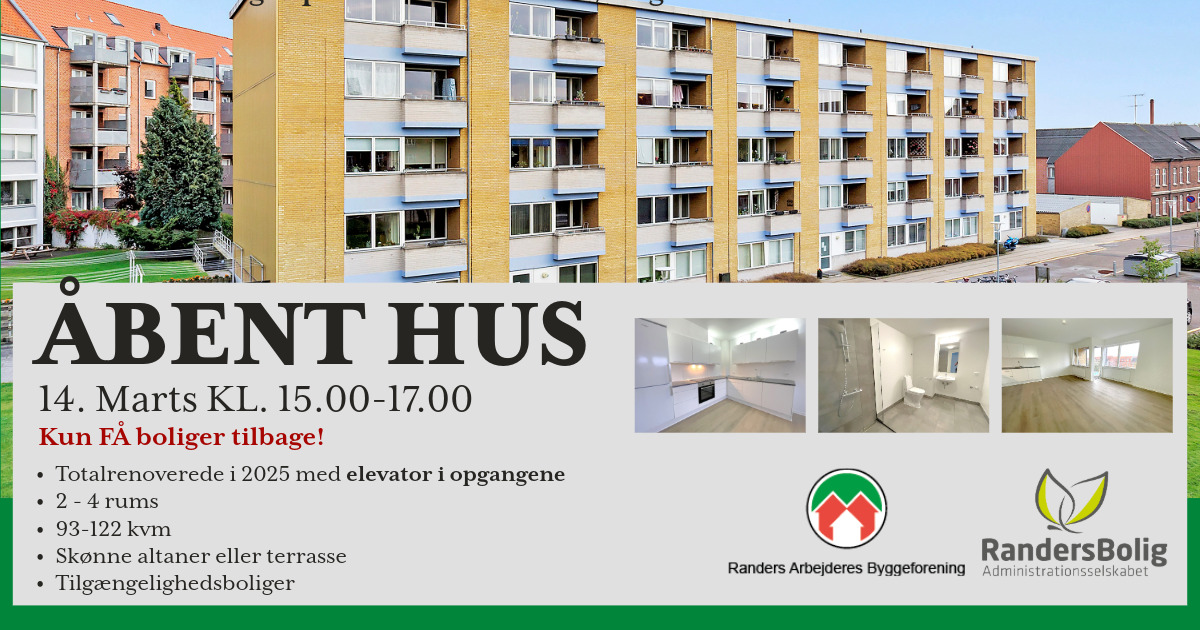 Åbent hus i Randers: Kun FÅ ledige boliger på Chr. Hauns Allé 4, 6 og 8