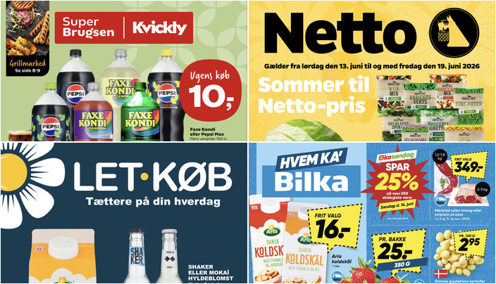 Arla koldskål til 16 kr. og Gøl pølser til 30 kr. - se de lokale dagligvaretilbud