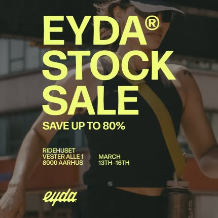 Lagersalg.com annoncerer stor stock sale med op til 80% rabat på EYDA træningstøj i Aarhus
