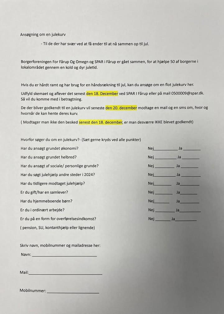 Spar Fårup hjælper 50 familier med juleposer i samarbejde med KFI