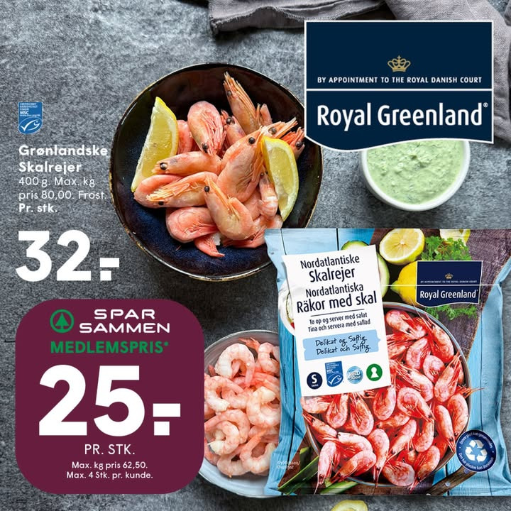 SPAR SKALLERUP A/S fremhæver skalrejer fra Royal Greenland til grillen