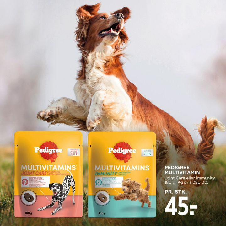 Nyt hundekosttilskud fra Pedigree hos Meny Hjerting til 45 kr.