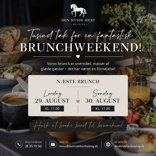 Den Hvide Hest Kolding inviterer til brunch den 29. og 30. august