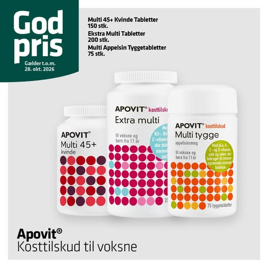 Herning Løve Apotek har god pris på kosttilskud til voksne fra Apovit