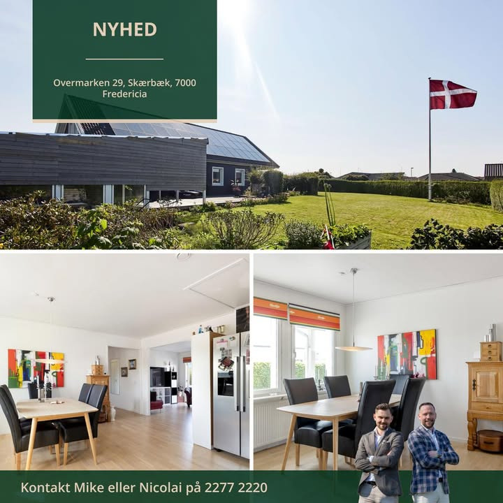 Ejendomsmægler Mike Andersen præsenterer bæredygtig villa i Fredericia til familielivet
