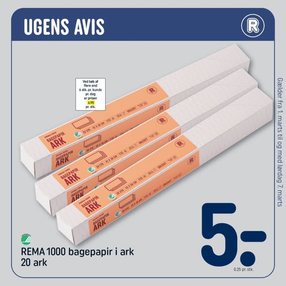 Rema 1000 Rosenkrantzgade fremhæver ugens tilbud i avisen