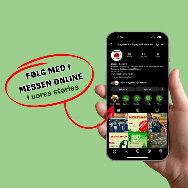 Følg med i messe 2025 på Slagelse Camping og Outdoor Centers Instagramprofil