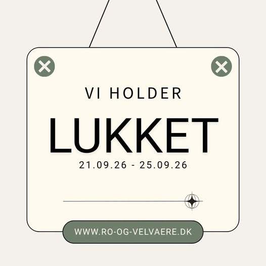 Ro & velvære holder ferielukket 21.-25. september 2026