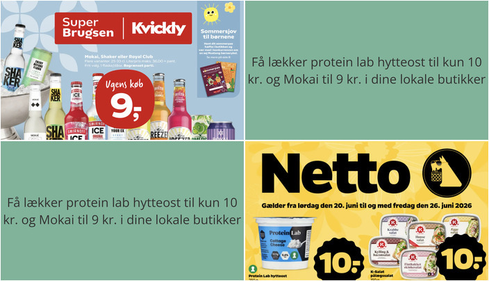 Få lækker protein lab hytteost til kun 10 kr. og Mokai til 9 kr. i dine lokale butikker