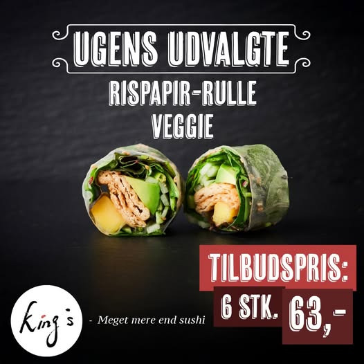 Kings Sushi Horsens præsenterer ugens udvalgte veggie rispapir-rulle