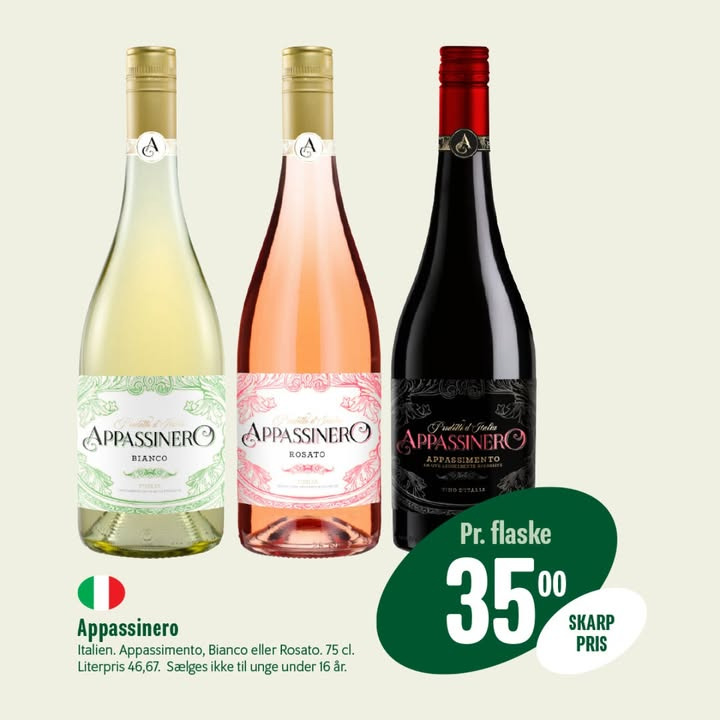 Min Købmand, Nim byder på italiensk vin i tre varianter til skarpe priser