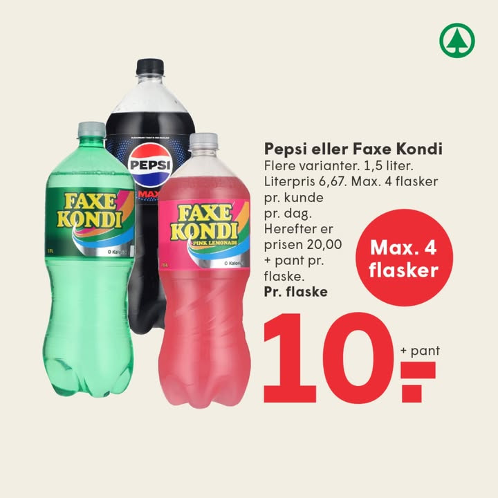 SPAR SKALLERUP A/S tilbyder tilbud på Faxe Kondi og Pepsi Max i denne uge
