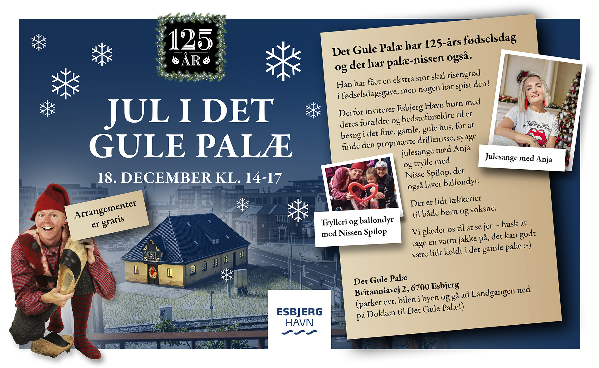 Fejr 125-års jubilæum i Det Gule Palæ med nisser og julesange