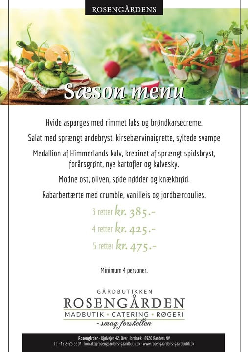 Rosengårdens Gårdbutik præsenterer ny sæsonmenu med friske råvarer