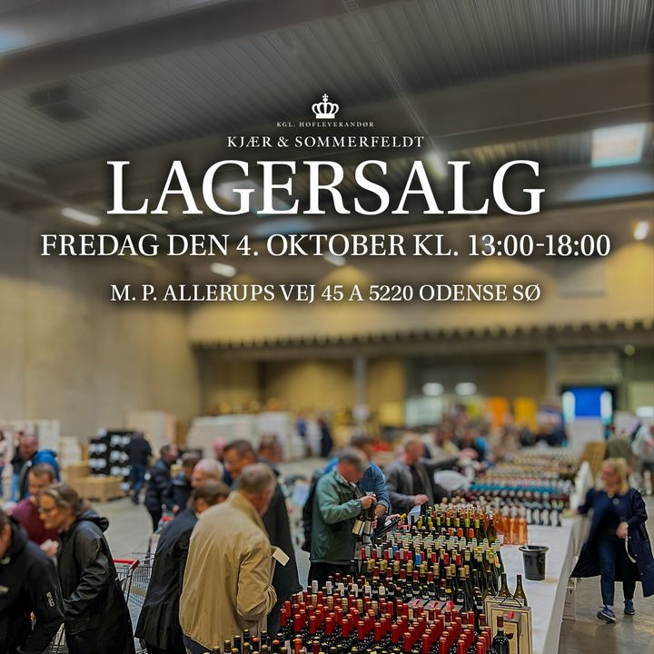 Kjær & Sommerfeldt holder vinlagersalg i Odense med store rabatter på Lagersalg.com