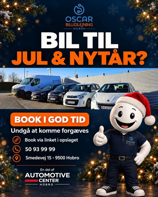 Oscar Biludlejning opfordrer til at booke lejebil til jul i god tid
