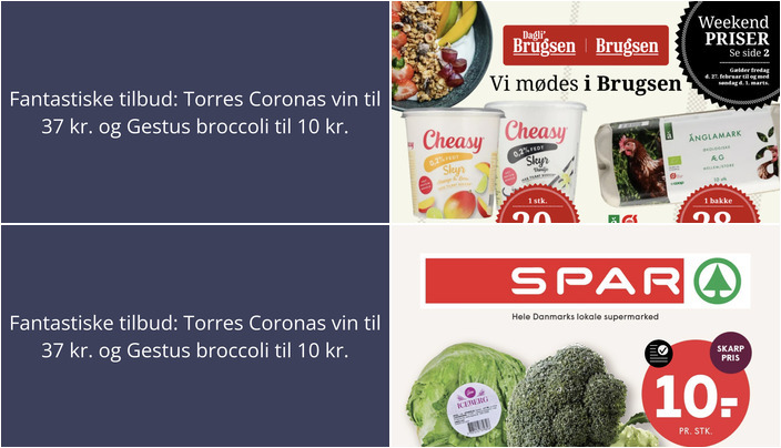Fantastiske tilbud: Torres Coronas vin til 37 kr. og Gestus broccoli til 10 kr.