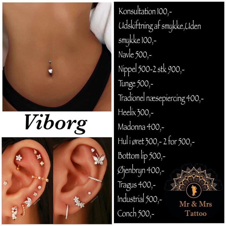 Mr. & Mrs. Tattoo tilbyder piercinger med fokus på hygiejne og kvalitet
