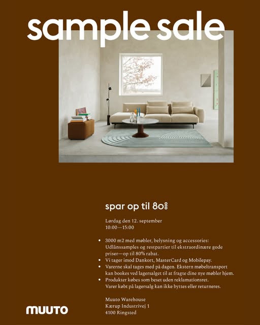 Lagersalg.com har Muuto lagersalg i Ringsted med op til 80% rabat