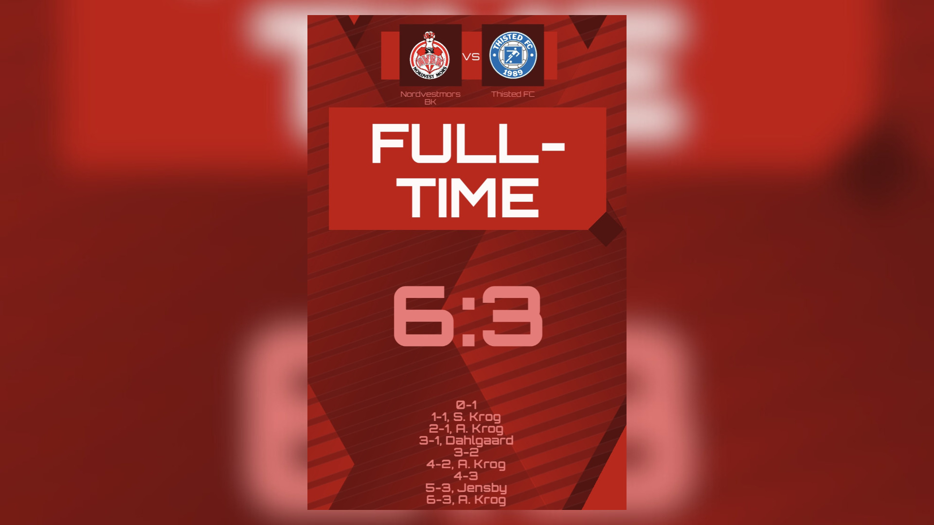 Hattrick-helten Krog sikrer sejr til Nordvestmors BK mod Thisted FC