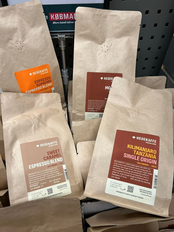 Nyhed fra MIN KØBMAND I ASP: Hele bønner fra Hedekaffe nu i butikken