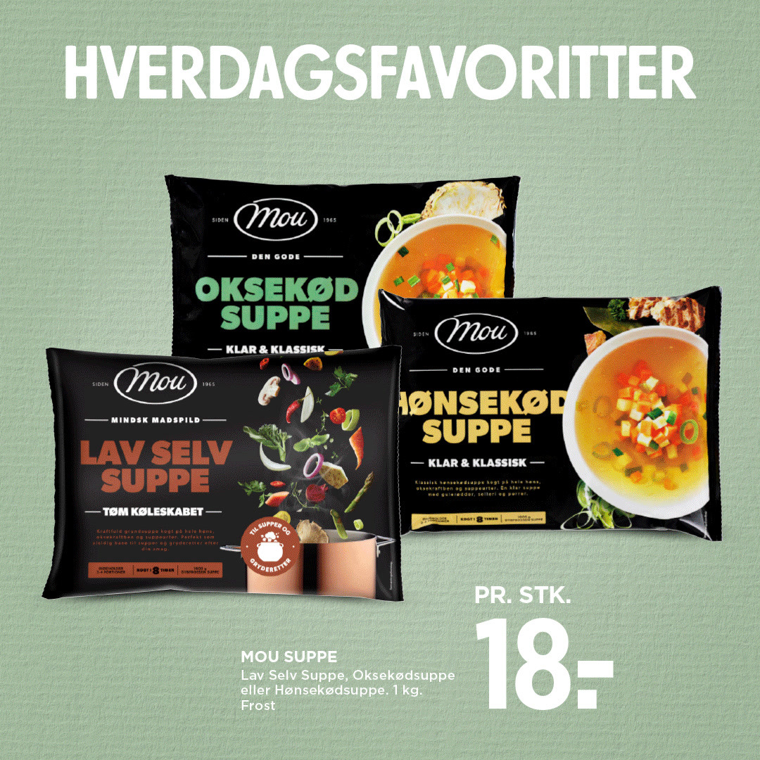 Fyld fryseren op med Mou suppe og økologiske bær hos Meny Randers denne uge