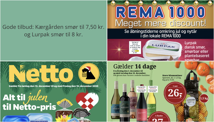 Gode tilbud: Kærgården smør til 7,50 kr. og Lurpak smør til 8 kr.