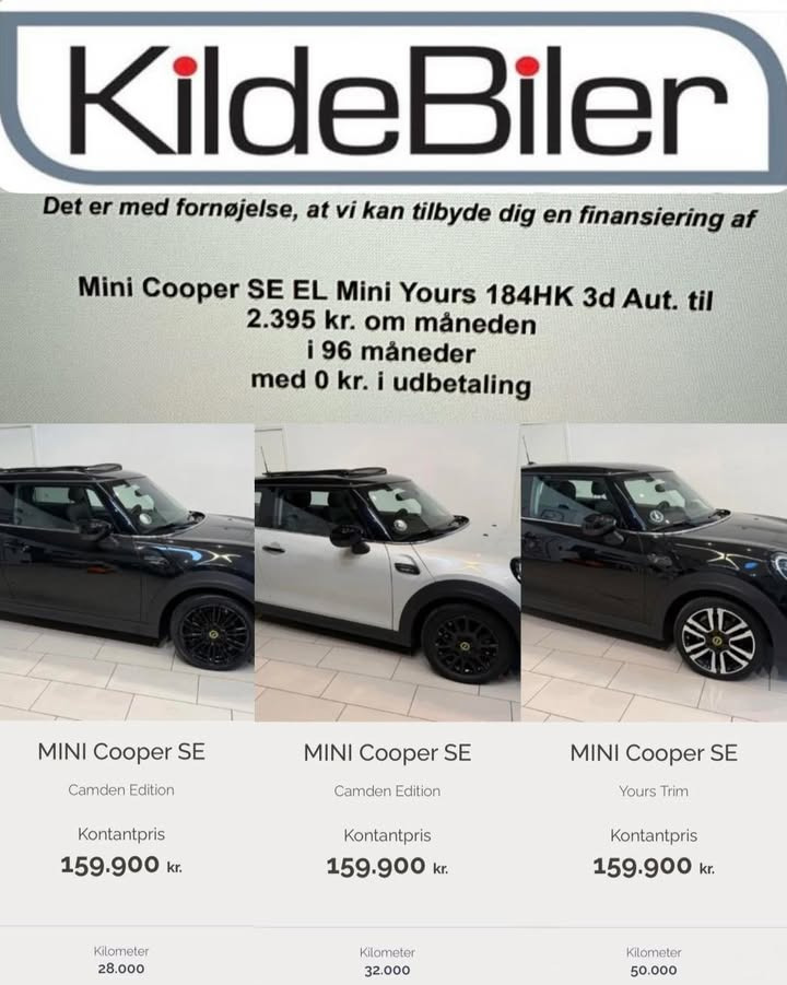 KILDE BILER tilbyder billig finansiering af MINI Cooper uden udbetaling