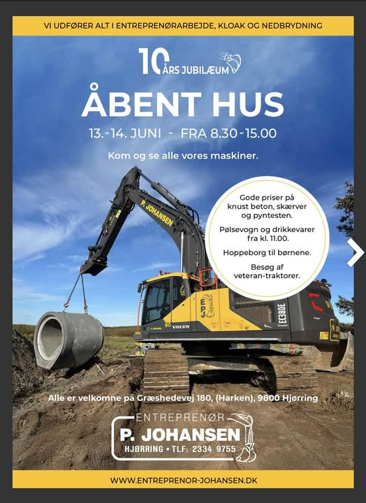 Entreprenør P. Johansen ApS inviterer til åbent hus i forbindelse med 10-års jubilæum