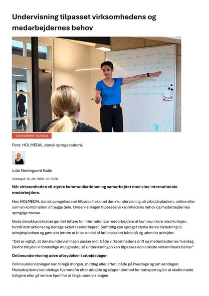HOLMEDAL dansk sprogakademi opfordrer til at læse ny artikel om HOLMEDAL dansk sprogakademi