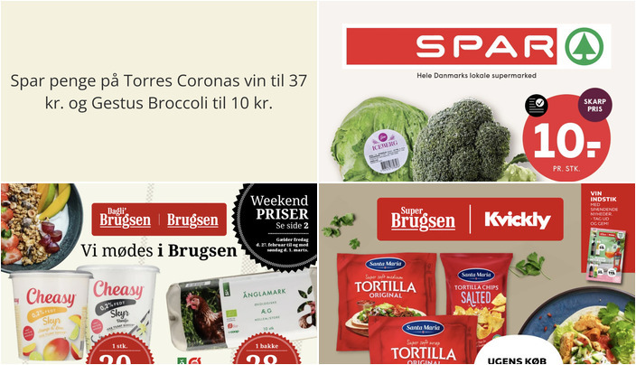 Spar penge på Torres Coronas vin til 37 kr. og Gestus Broccoli til 10 kr.