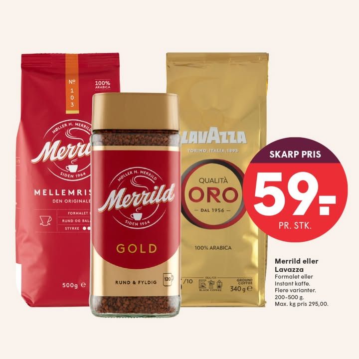 SPAR SKALLERUP A/S tilbyder Merrild og Lavazza kaffe til skarp pris