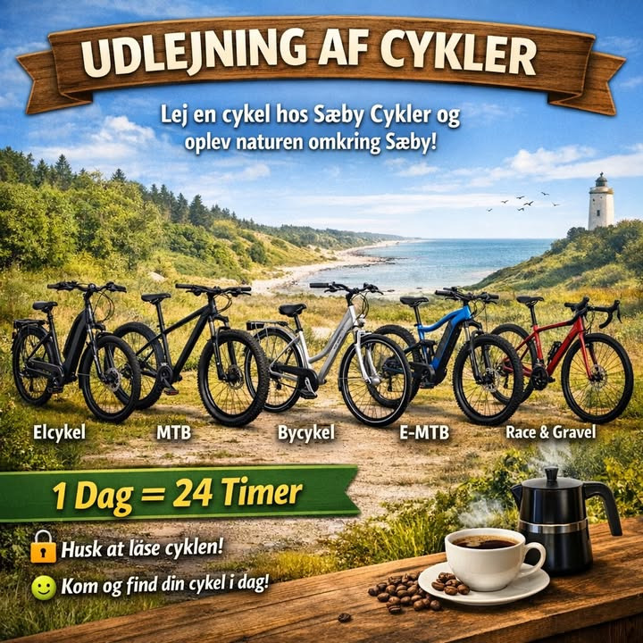 Sæby cykler tilbyder cykeludlejning til enhver smag i smukke omgivelser