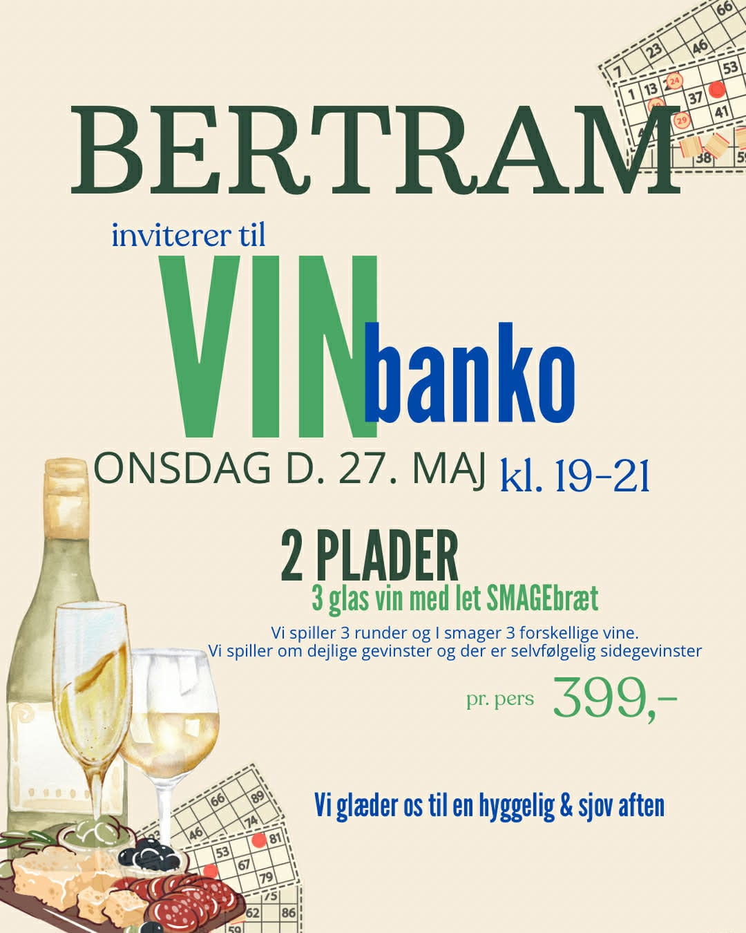 Spil og vinsmagning på Bertram i Grenaa