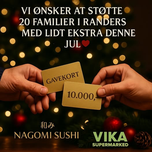 Nagomi Sushi og Vika Supermarked hjælper familier i Randers med gavekort til jul