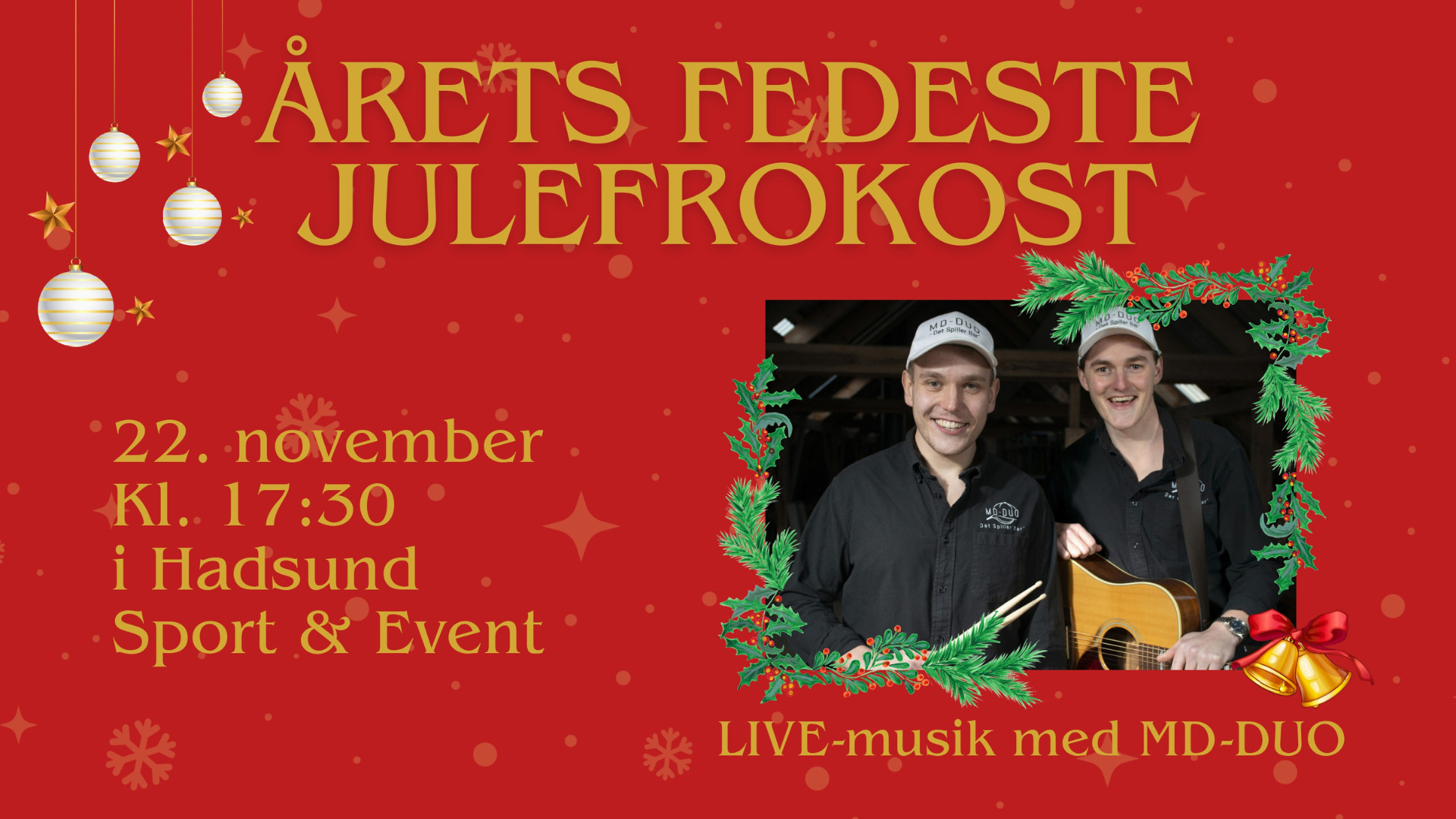 Julestemning og fællessang til julefrokost i Hadsund Hallerne