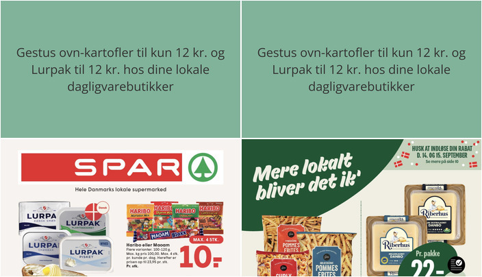 Gestus ovn-kartofler til kun 12 kr. og Lurpak til 12 kr. hos dine lokale dagligvarebutikker