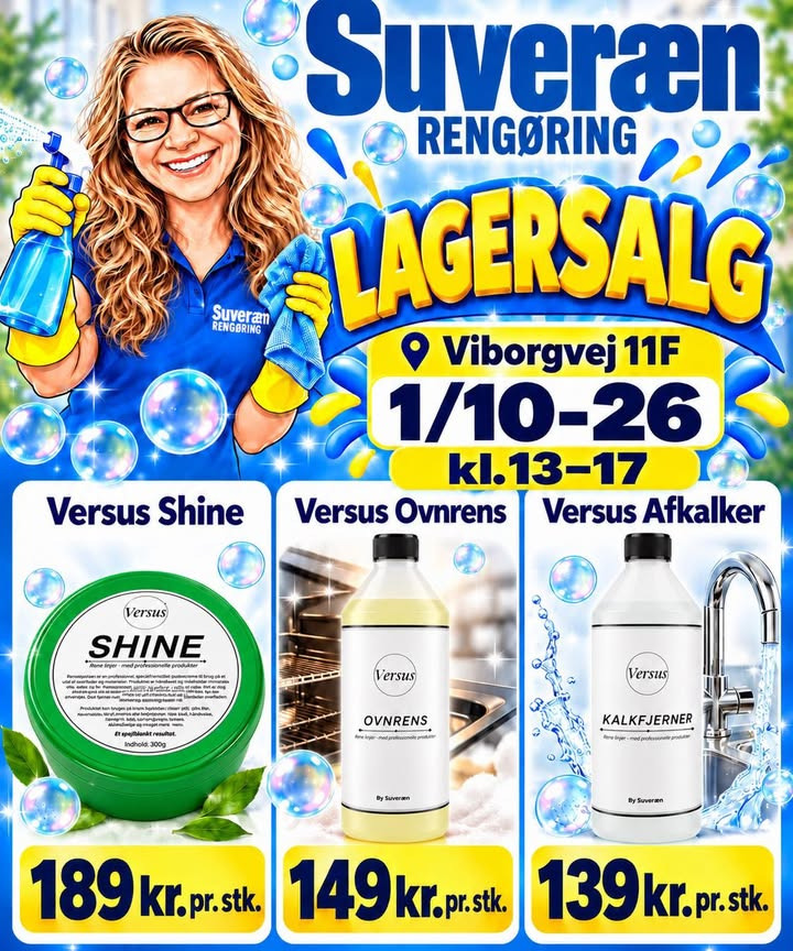 SUVERÆN RENGØRING holder lagersalg torsdag d. 1/10-26