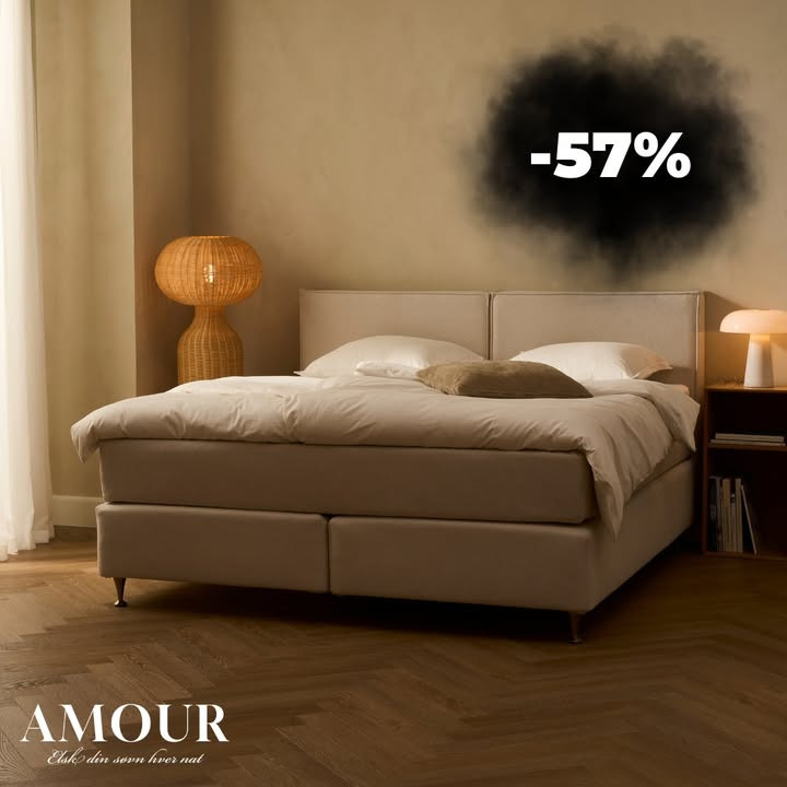 Møblér med Kumo Holstebro tilbyder sort pris på Amour-kontinentalseng med gratis dyne- og pudesæt i november