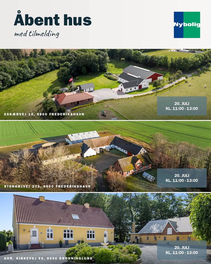 Nybolig Sæby A/S inviterer til åbent hus på landejendomme med tilmelding