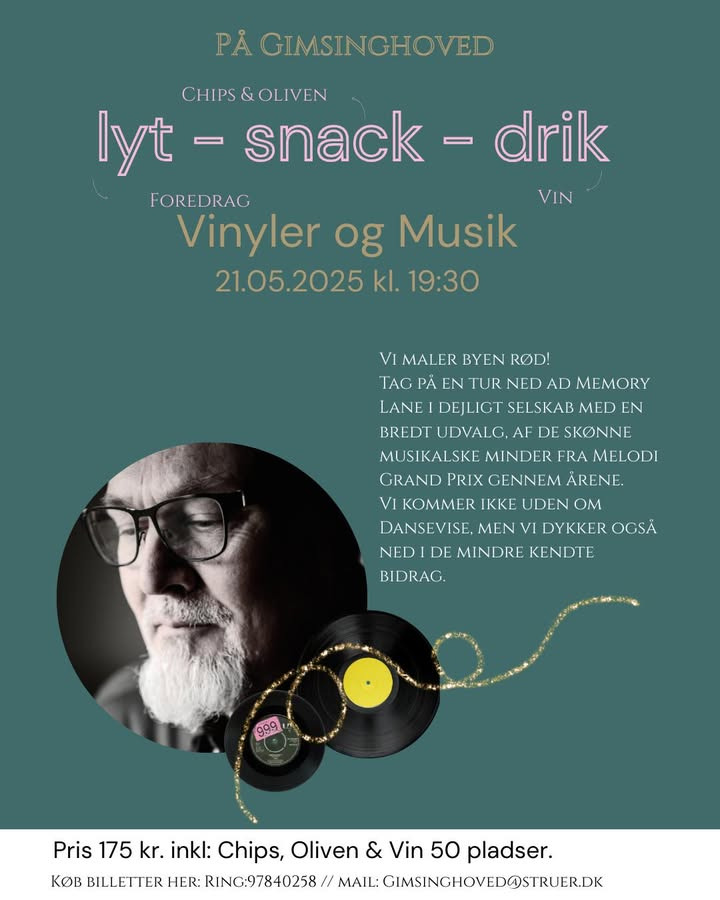 Gimsinghoved inviterer til en aften med Grand Prix-hits og vinyler den 21. maj 2025
