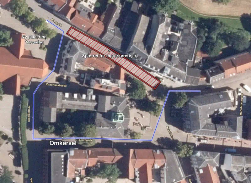 Ledningsarbejde i Kolding midtby giver trafikale ændringer og flytter torvehandel i maj