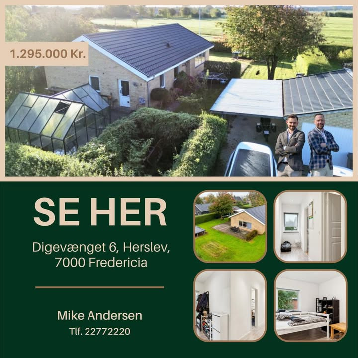 Ejendomsmægler Mike Andersen annoncerer indflytningsklar villa i Herslev til salg