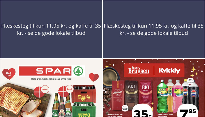 Flæskesteg til kun 11,95 kr. og kaffe til 35 kr. - se de gode lokale tilbud