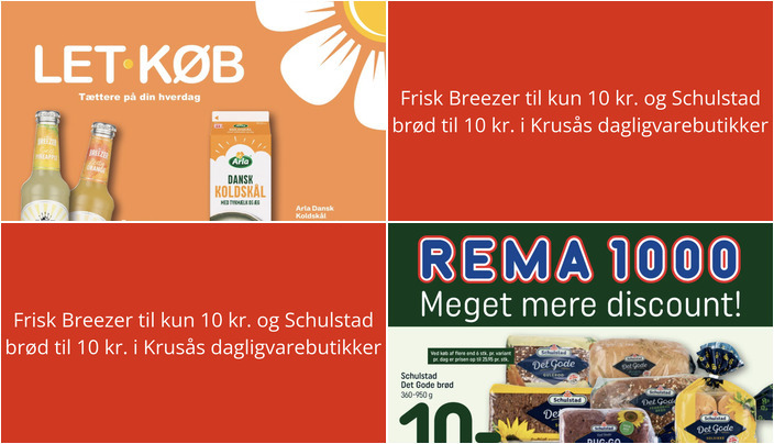 Frisk Breezer til kun 10 kr. og Schulstad brød til 10 kr. i Krusås dagligvarebutikker