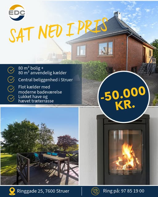 EDC Ejen­doms­grup­pen  Struer melder Ringgade 25 nedsat med 50.000 kr.