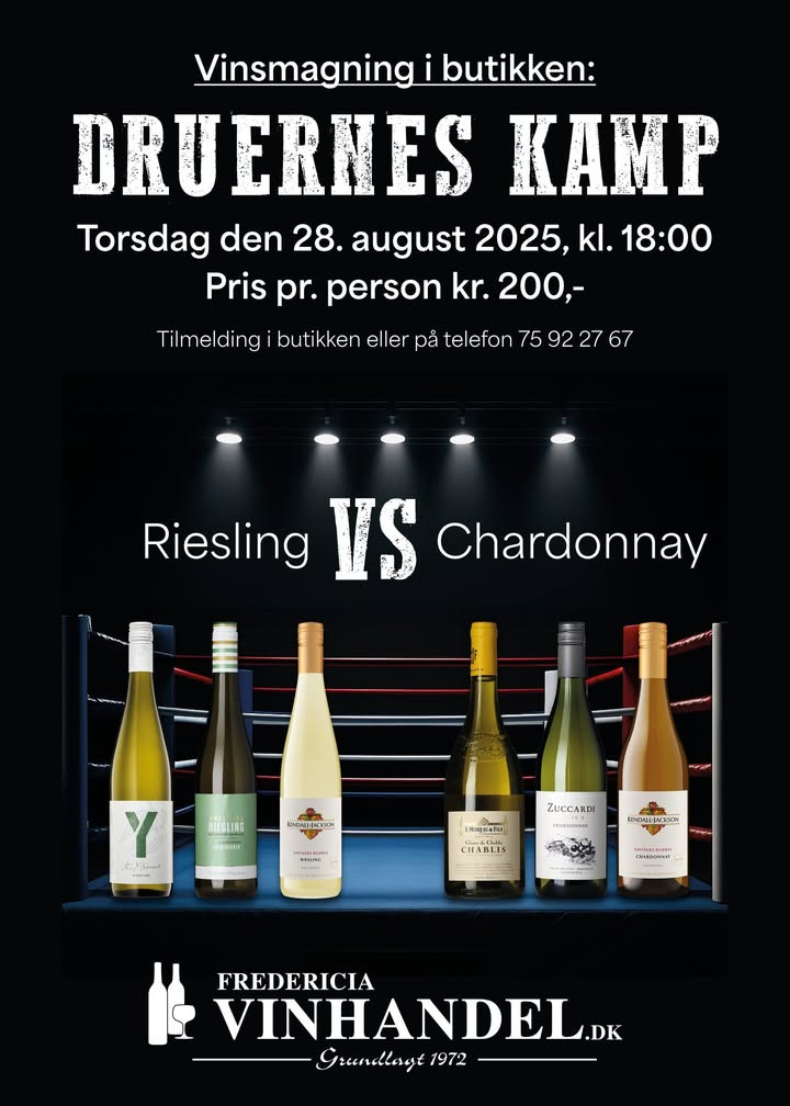Fredericia Vinhandel inviterer til druernes kamp mellem Riesling og Chardonnay